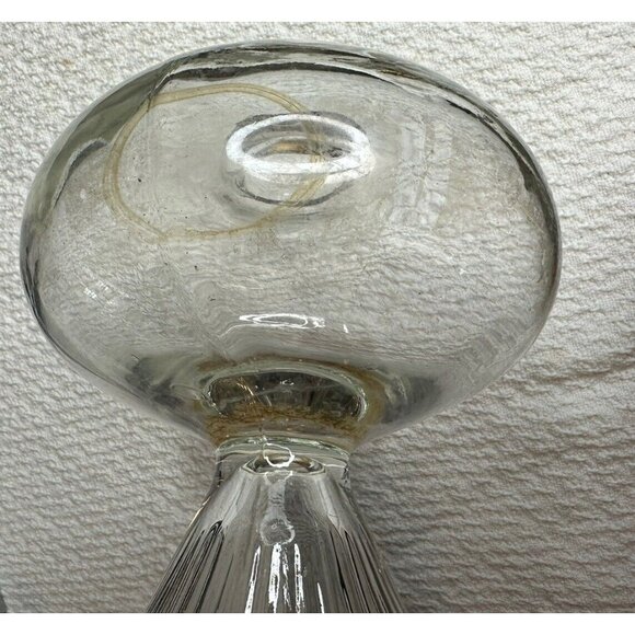 Antique Oil Kerosene Victorian Clear Glass Lamp Base only Ribbed Read - Picture 6 of 8